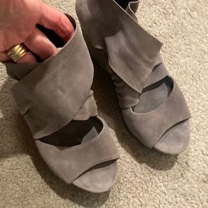 Eileen Fisher Suede wrap wedge
